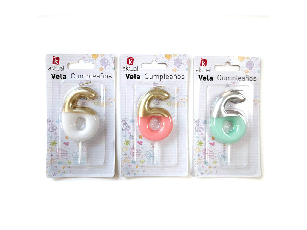 VELA COLOR&DORADA NUMERO 6 cod. 3400853