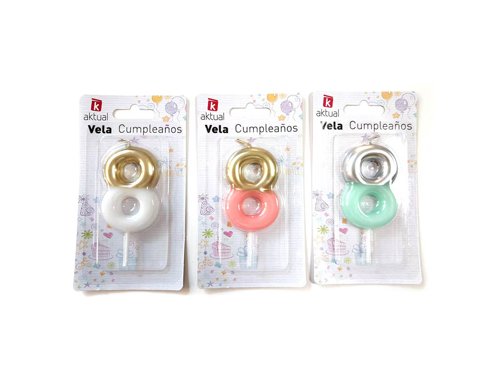 VELA COLOR&DORADA NUMERO 8 cod. 3400855
