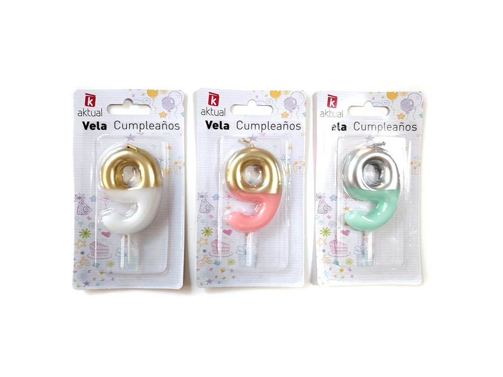 VELA COLOR&DORADA NUMERO 9 cod. 3400856