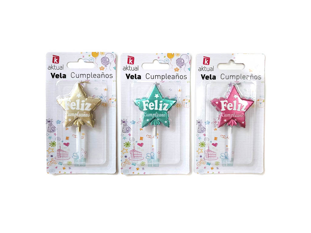 VELA ESTRELLA SURT. FELIZ CUMPLEAÑOS cod. 3400858