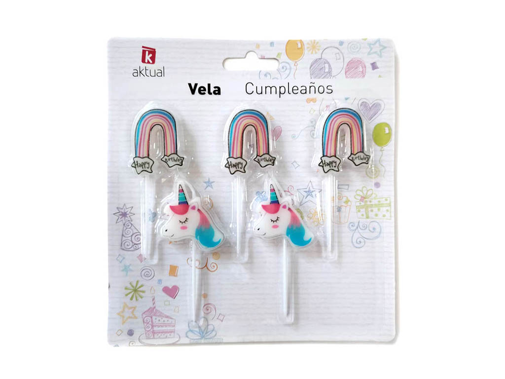 SET 5 VELAS UNICORNIO/ARCO IRIS cod. 3400861