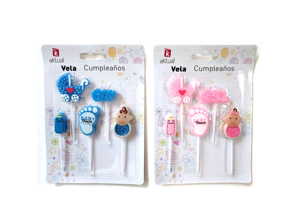 SET 5 VELAS BEBE ROSA/AZUL cod. 3400863