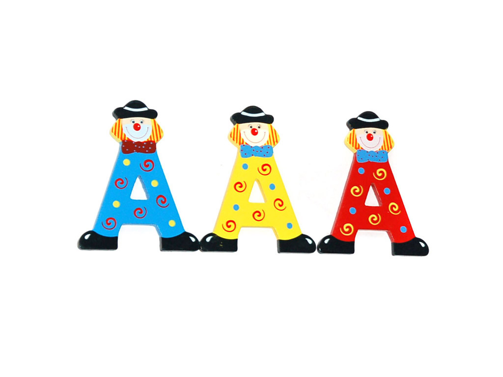 LETRA INFANTIL MADERA PAYASO A cod. 3500155