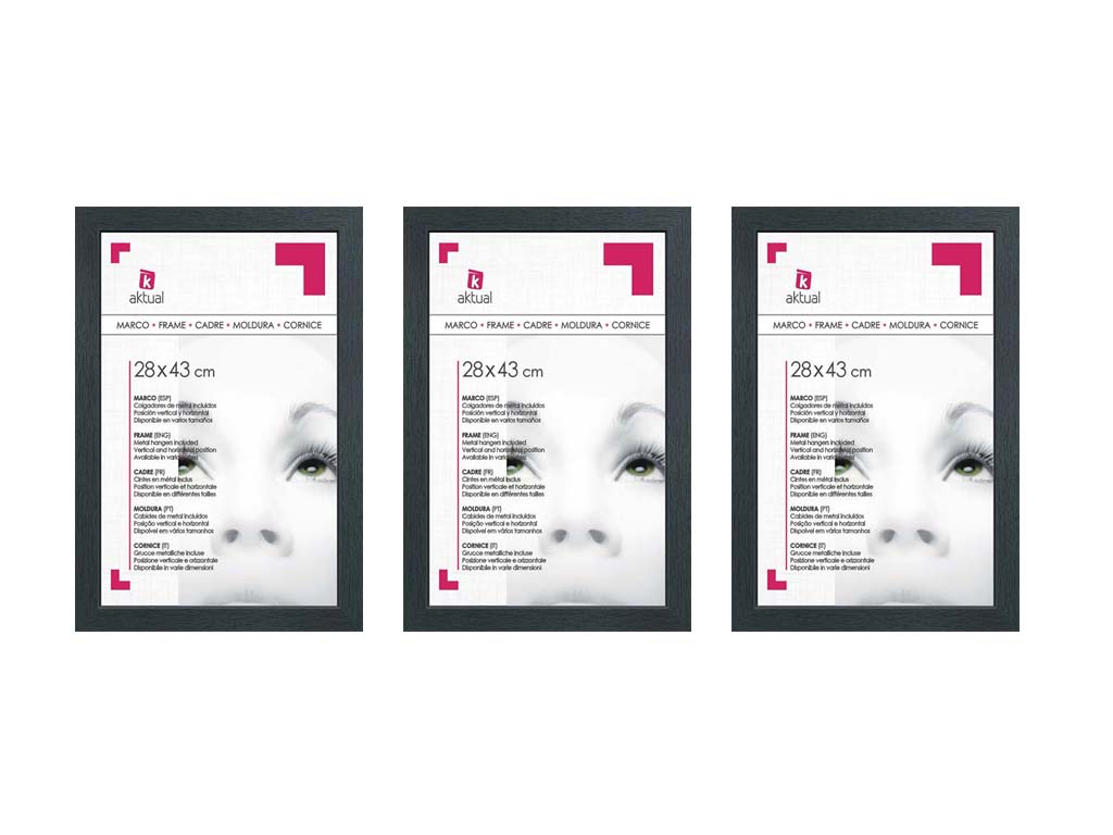 PACK 3 PORTAFOTOS MDF 28X43 NEGRO cod. 3501270