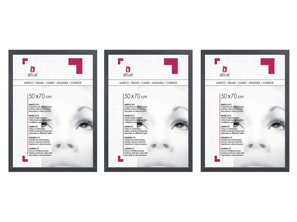 PACK 3 PORTAFOTOS MDF 50X70 NEGRO cod. 3501273