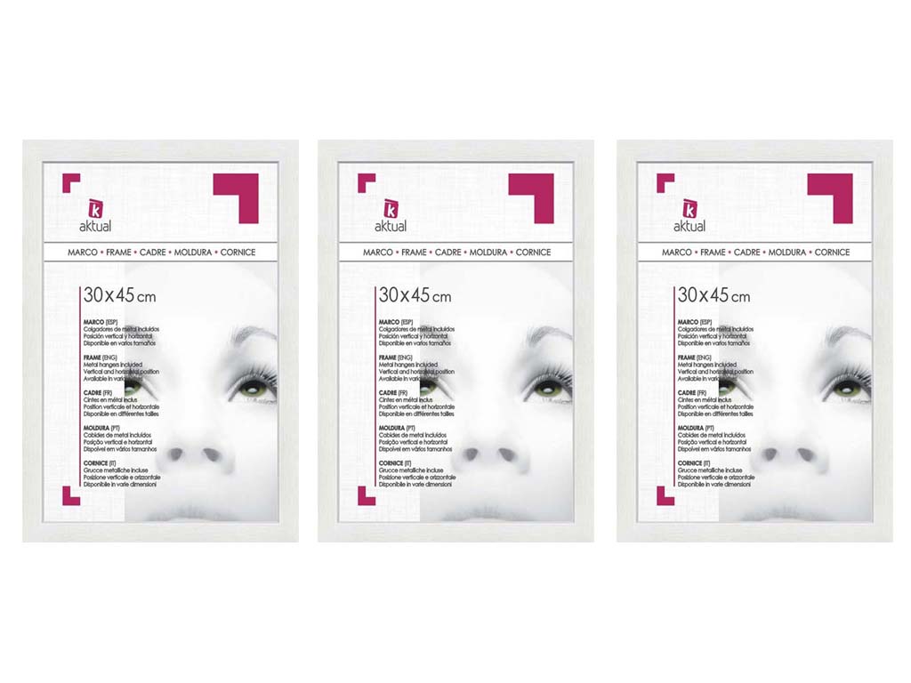 PACK 3 PORTAFOTOS MDF 30X45 BLANCO cod. 3501276