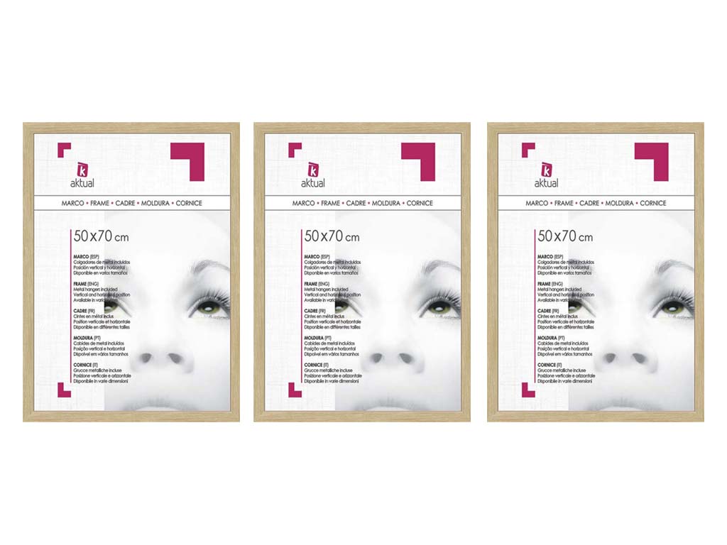 PACK 3 PORTAFOTOS MDF 50X70 MARRON cod. 3501283
