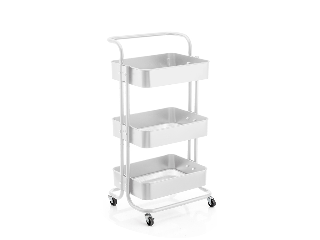 CARRINHO METAL 3 TABULEIROS C/RODAS BRAN cod. 3700564