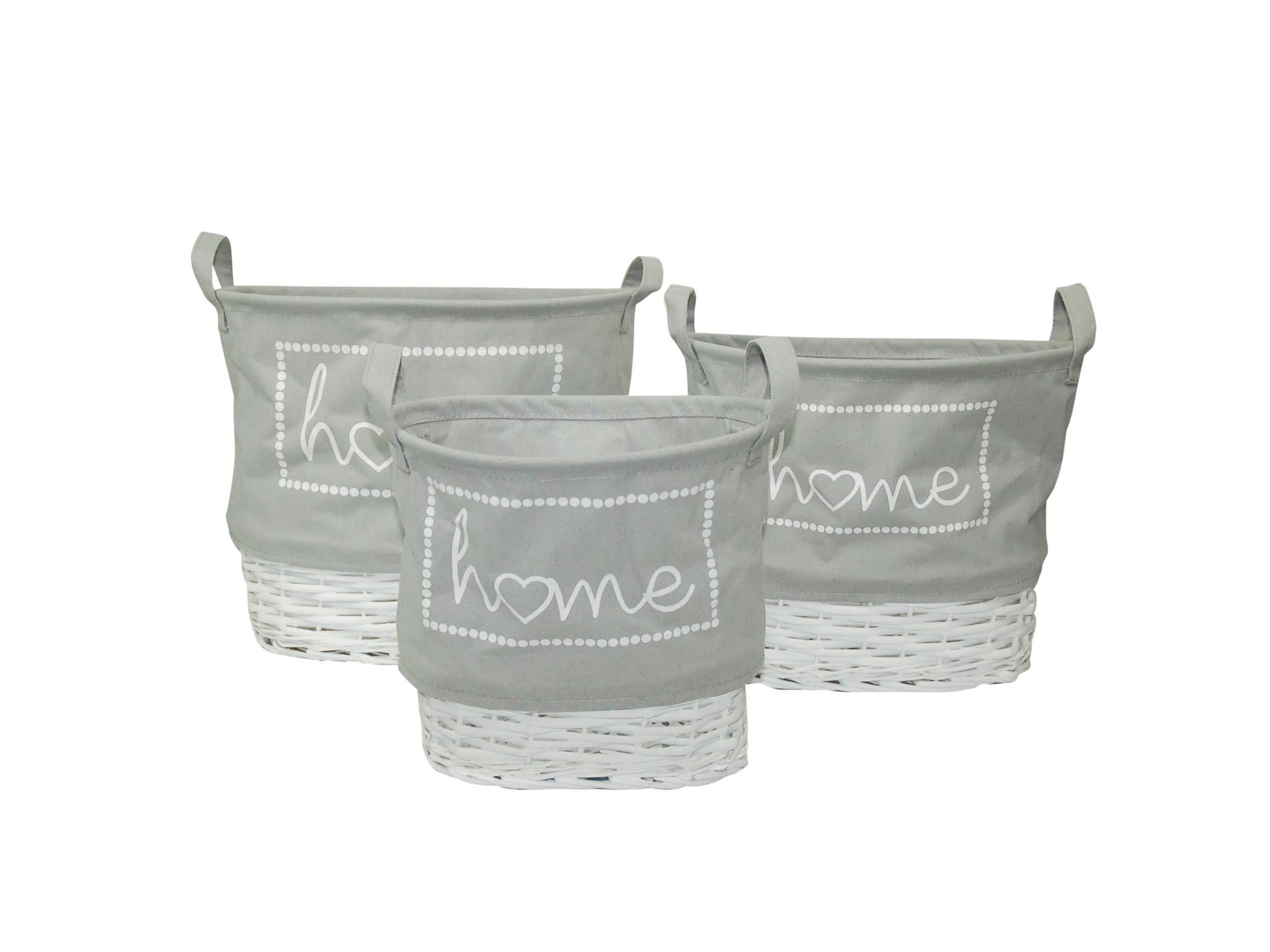 SET 3 OVAL GREY HAMPERS HOME cod. 3900133