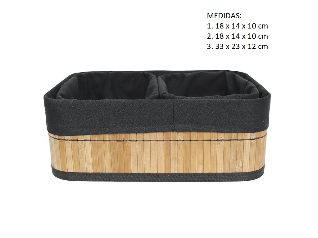 SET 3 CESTAS RECT. BAMBU NEGRAS cod. 3900147