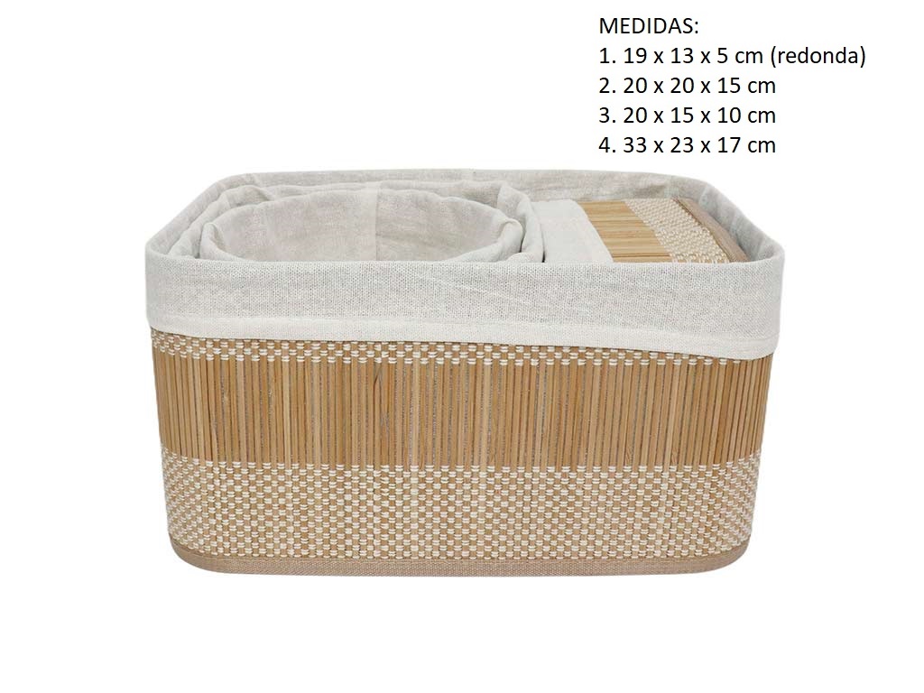 SET 4 CESTAS BAMBU BEIGE cod. 3900153