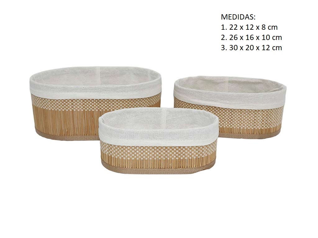 SET 3 CESTAS OVAL BAMBU BEIGE cod. 3900154
