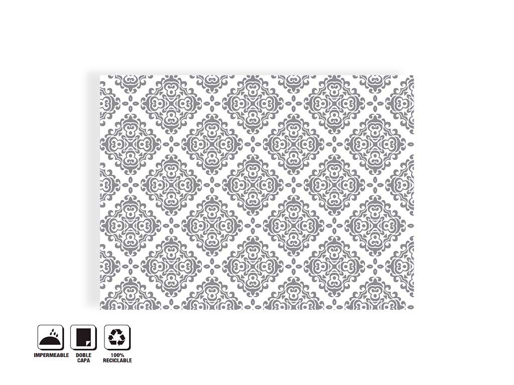 NAPPE 132X178 BORDURES GRIS/BLANCHES cod. 5400093