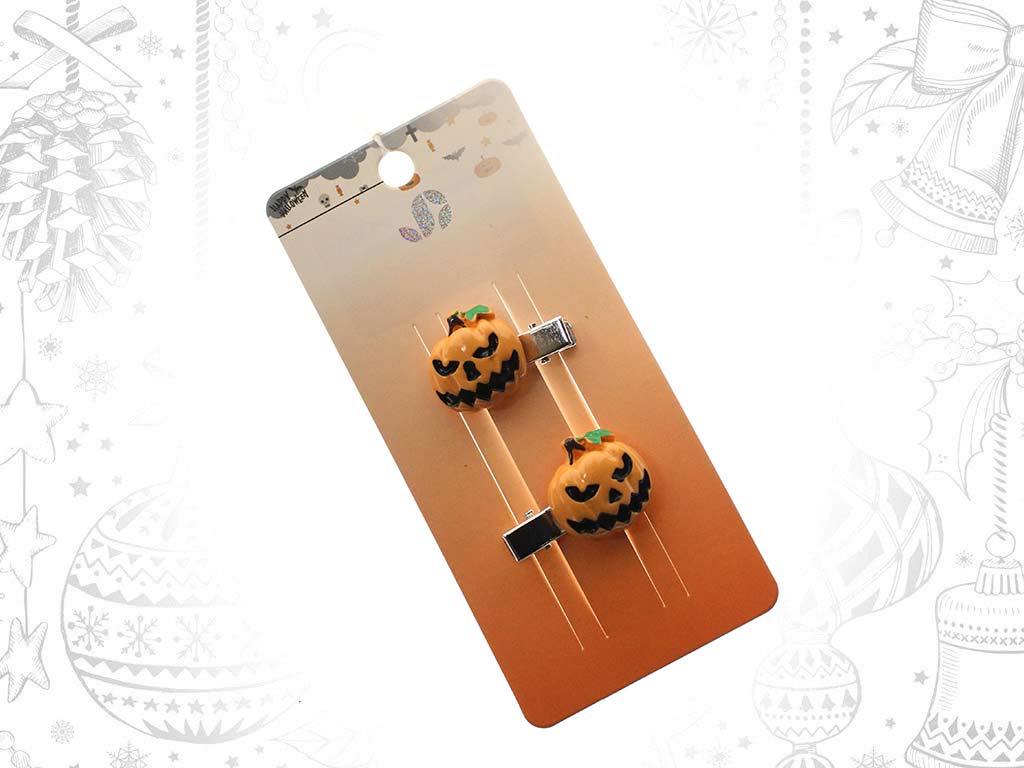 2 PCS HAIR CLIP. HALLOWEEN PUMPKINS cod. 5500261