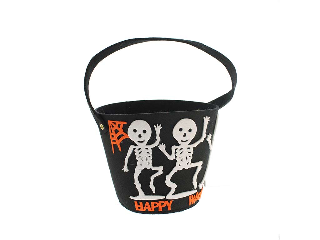 CESTA PRETA HALLOWEEN ESQUELETOS cod. 5500618