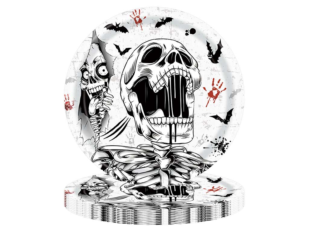 PACK 10 PRATOS ESQUELETO HALLOWEEN cod. 5500690