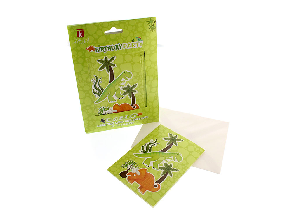6 PCS. TARJETA+SOBRE DINOSAURIO cod. 8000280