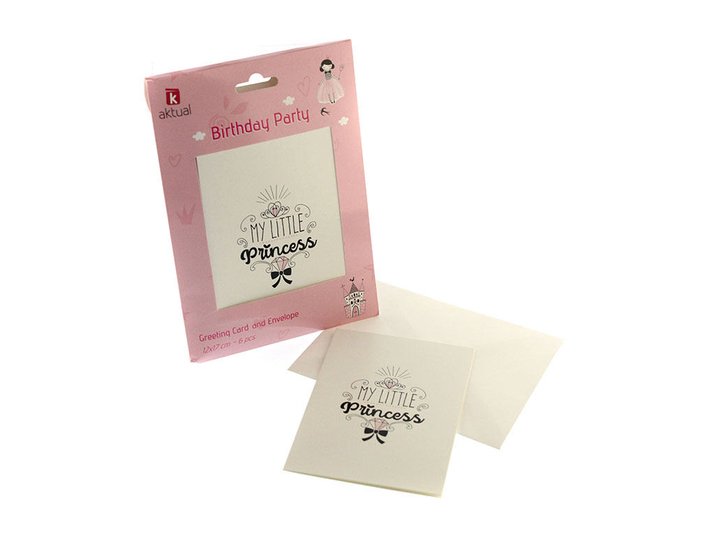 6 PCS. TARJETA+SOBRE PRINCESS cod. 8000297