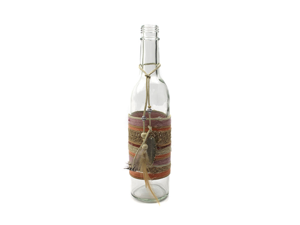 GLASS TRANSP. BOTTLE W/DECORATION cod. 9000581