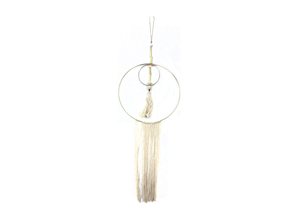 ROUND METAL HANGER W/DECORATION WHITE cod. 9000608