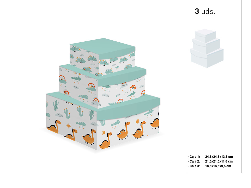 SET 3 BOITES CARREES INFANTILE cod. 9201000