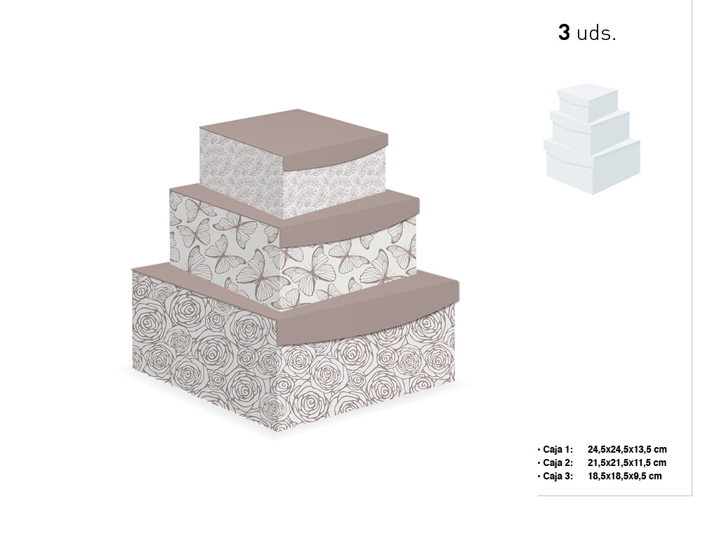 SET 3 CAJAS CUADRADAS MARRON cod. 9201002