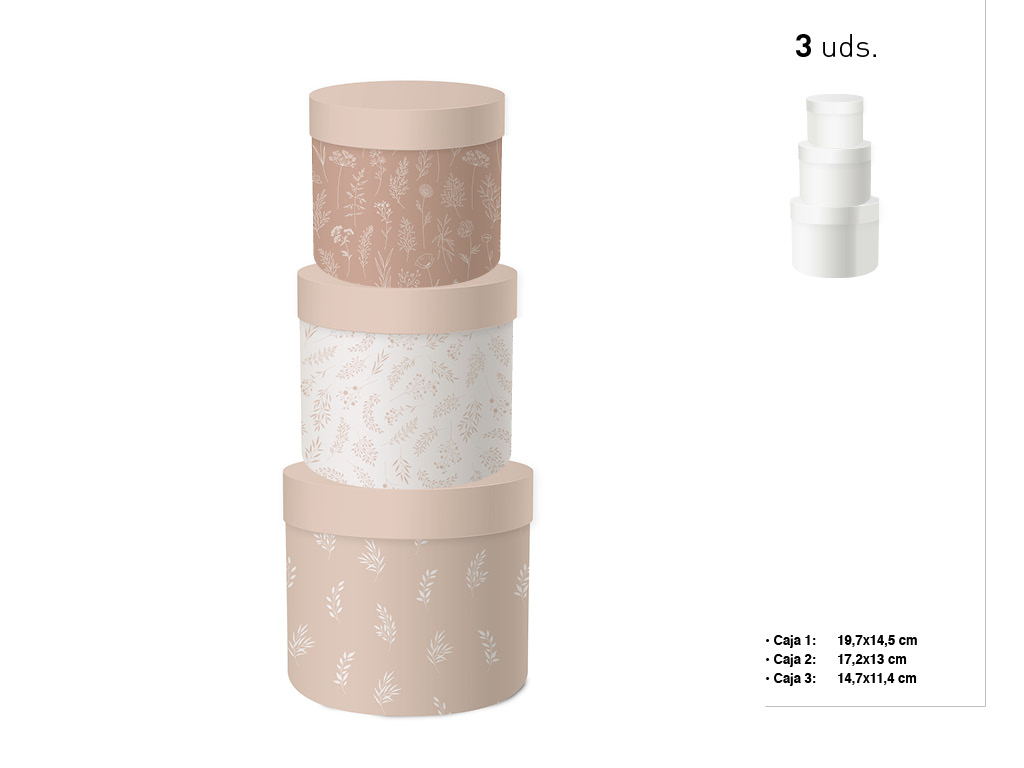 SET 3 CAIXAS REDONDAS CREME cod. 9201003