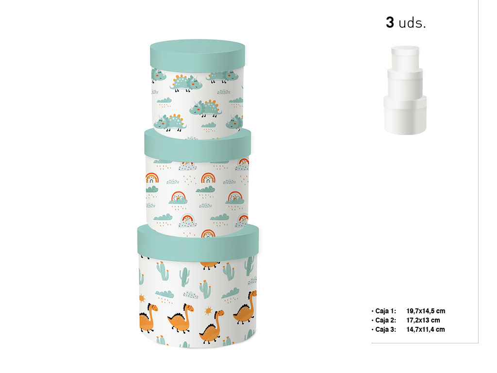 SET 3 CAIXAS REDONDAS INFANTIL cod. 9201005