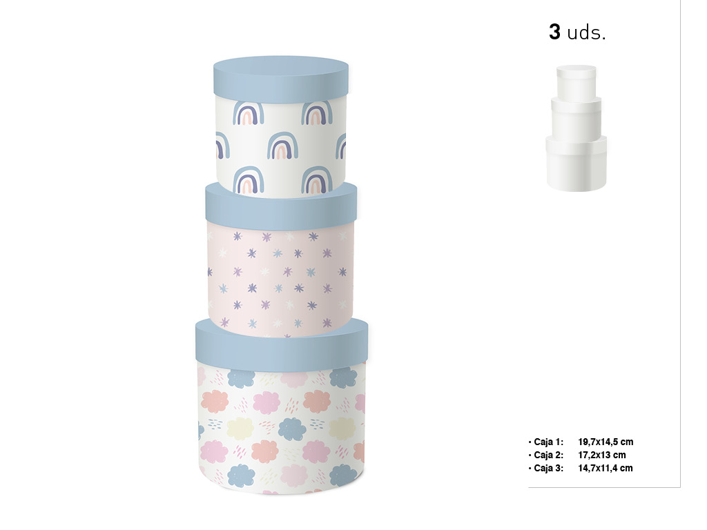 SET 3 CAIXAS REDONDAS AZUL cod. 9201006