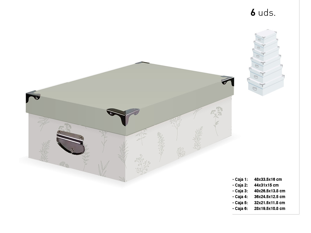 SET 6 CAIXAS RET. CANTO METAL VERDE FOLH cod. 9201011