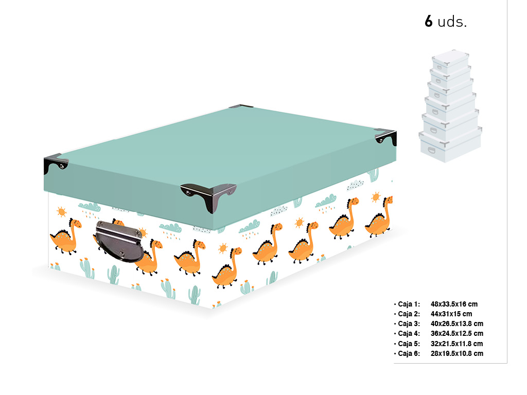 SET 6 CAIXAS RET. CANTO METAL INFANTIL cod. 9201014