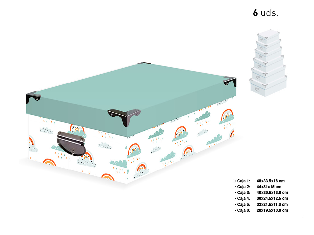 SET 6 CAIXAS RET. CANTO METAL INFANTIL cod. 9201015