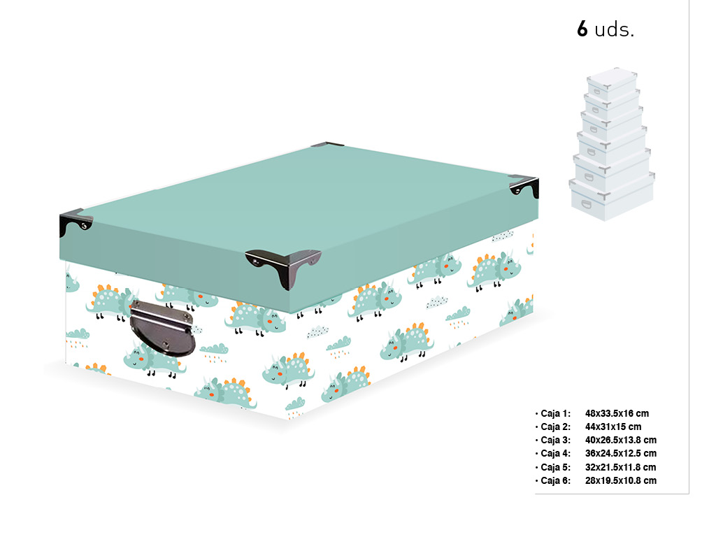 SET 6 CAIXAS RET. CANTO METAL INFANTIL cod. 9201016