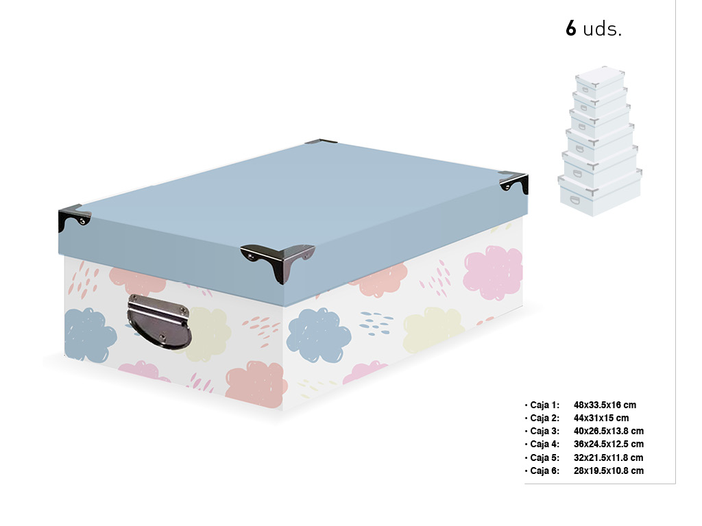 SET 6 CAIXAS RET. CANTO METAL NUVENS cod. 9201017