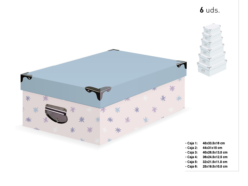 SET 6 CAIXAS RET. CANTO METAL ROSA cod. 9201018