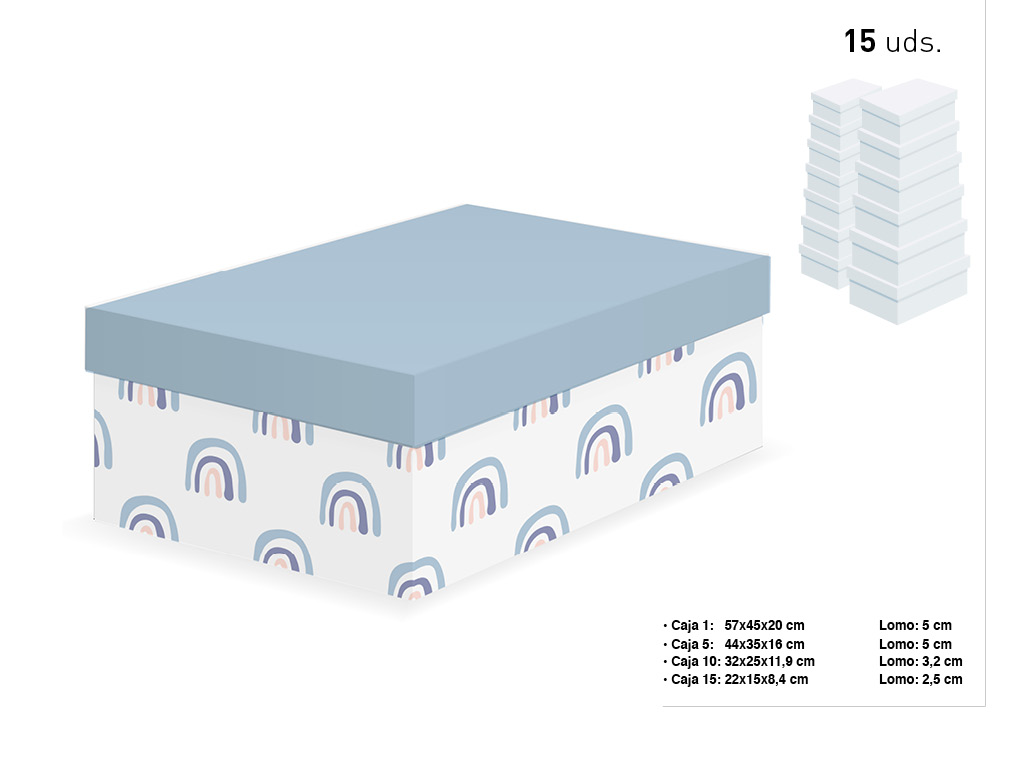 SET 15 CAIXAS RETANGULARES ARCOIRIS cod. 9201034