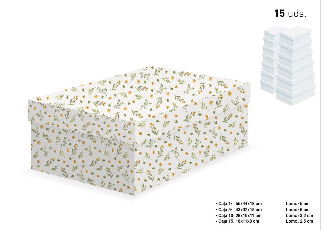 SET 15 CAJAS FLORES AMARILLAS 55X44X18-1 cod. 9201058