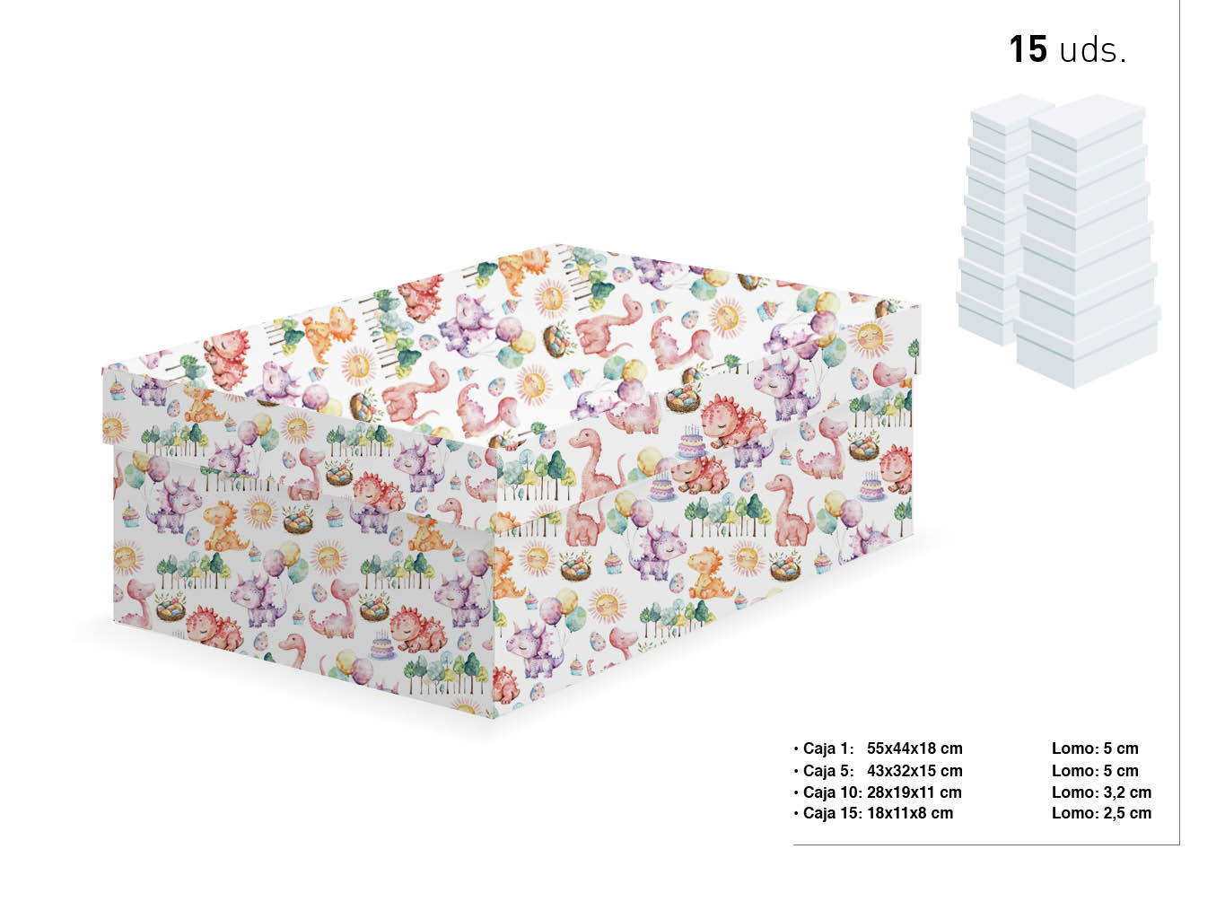 SET 15 CAJAS DINOSAURIOS 55X44X18-18X11X cod. 9201061
