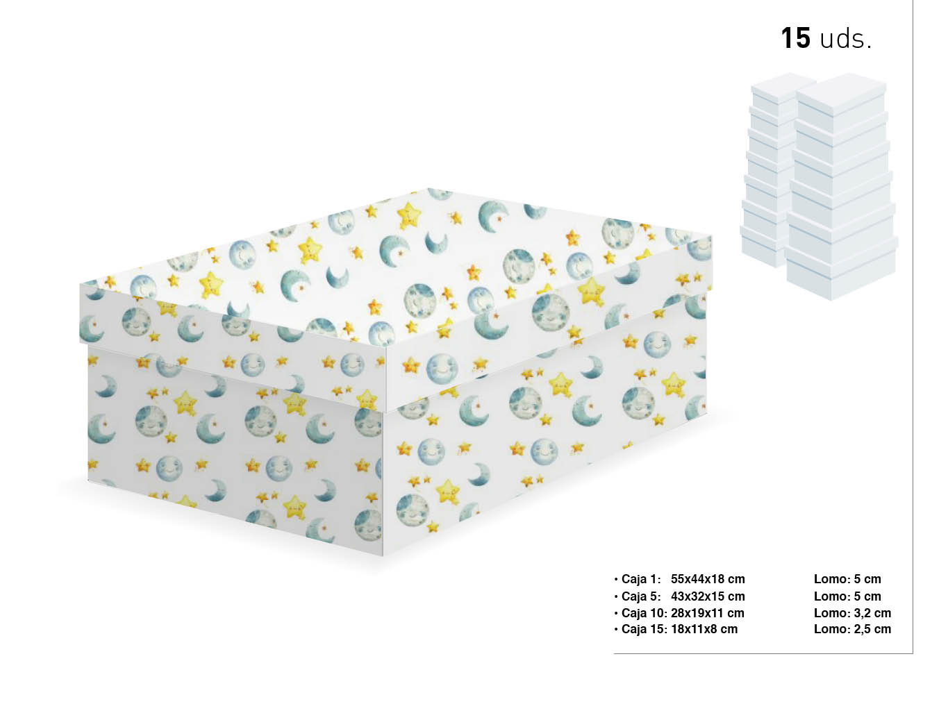 SET 15 CAJAS UNIVERSO 55X44X18-18X11X8 cod. 9201065