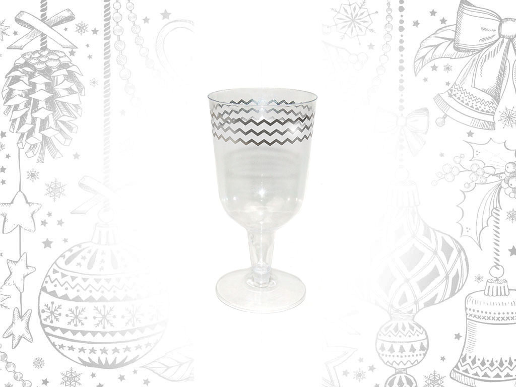 SILVER 6 WINE PLASTIC GLASSES SET cod. 9301060