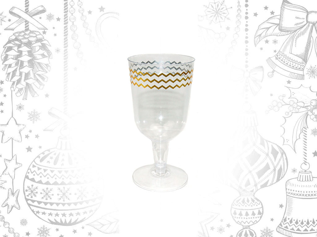 GOLDEN 6 WINE PLASTIC GLASSES SET cod. 9301061