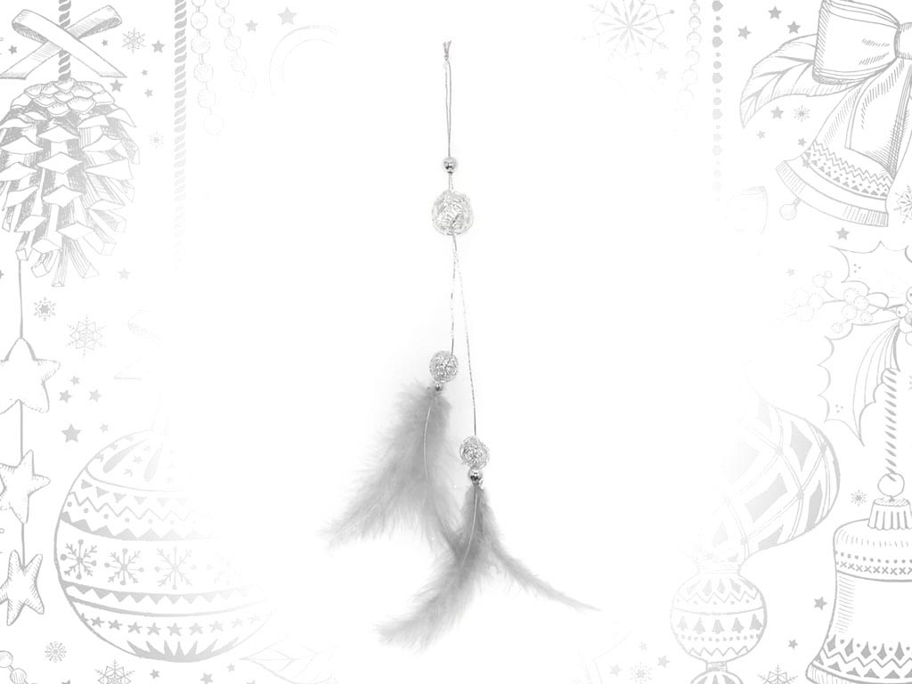 GRAY FEATHERS SILVER BALLS ORNAMENT cod. 9302827