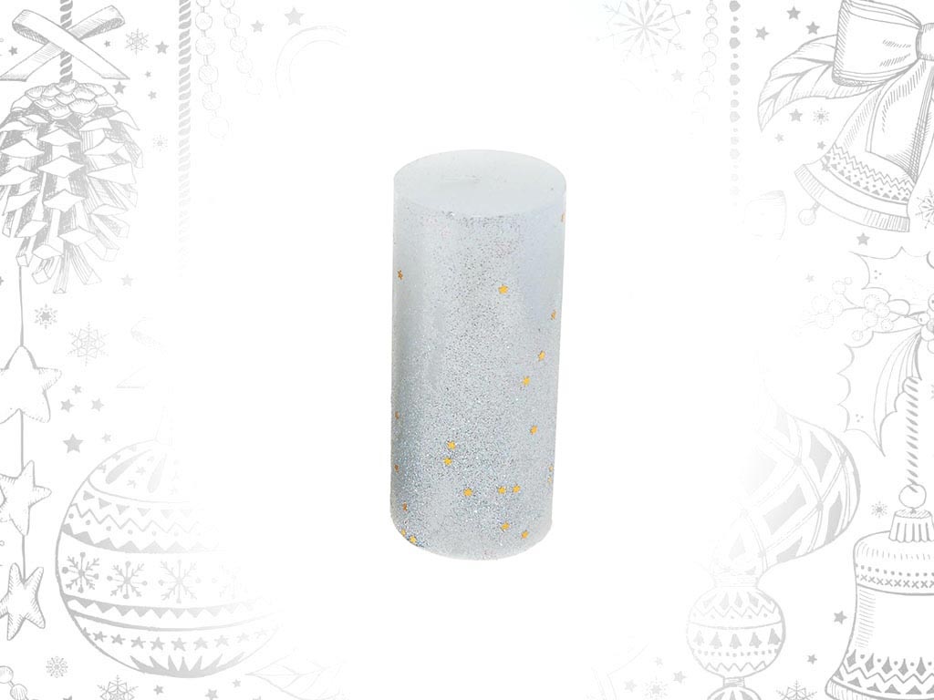 SILVER GLITTER 15 CM. CANDLE cod. 9303081