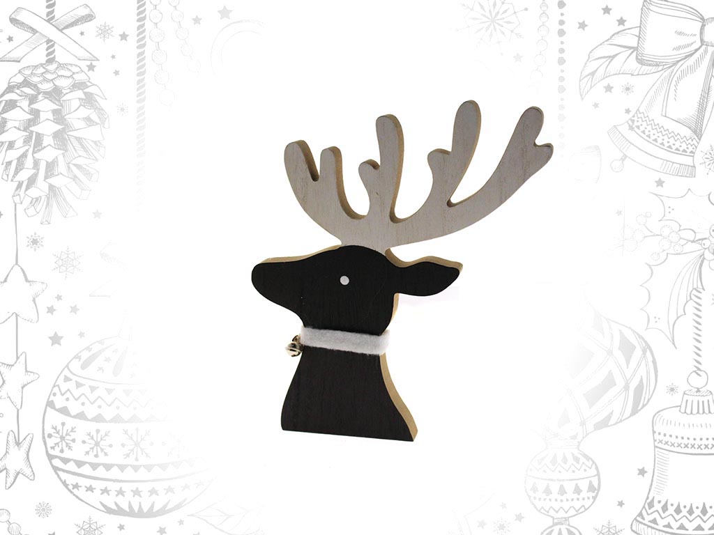 BLACK REINDEER WOODEN FIGURE cod. 9303556