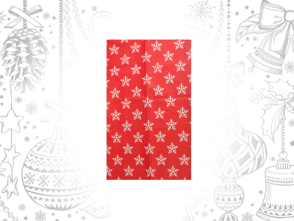 TABLECLOTH PE 132X178 SNOWFLAKES RED cod. 9306171