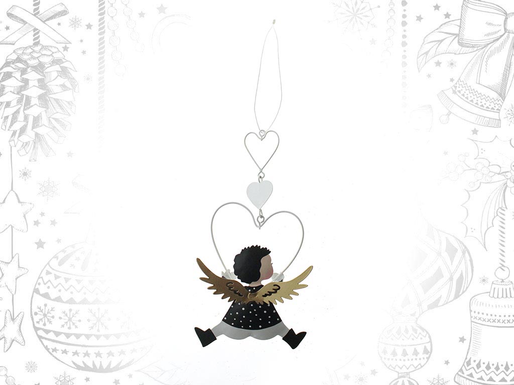 COLGANTE METAL CORAZON ANGEL NEGRO cod. 9308088