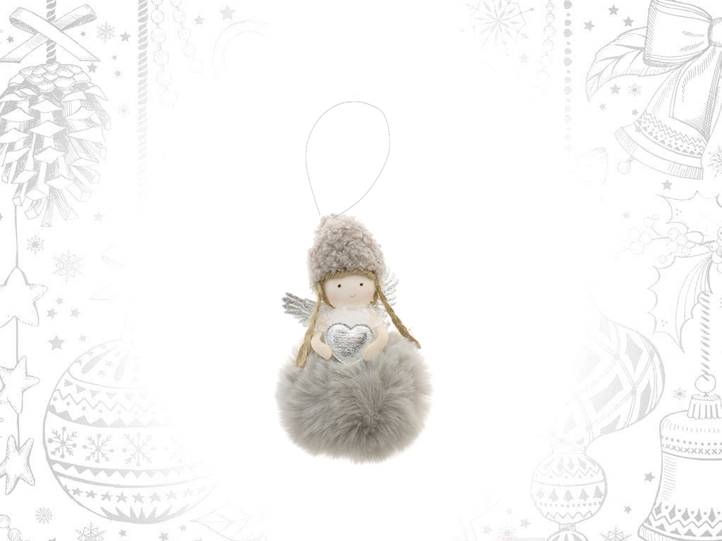 GREY GIRL SNOWBALL HANGING DECORATION cod. 9308092