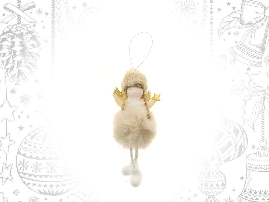 BEIGE GIRL SNOWBALL HANGING DECORATION cod. 9308097