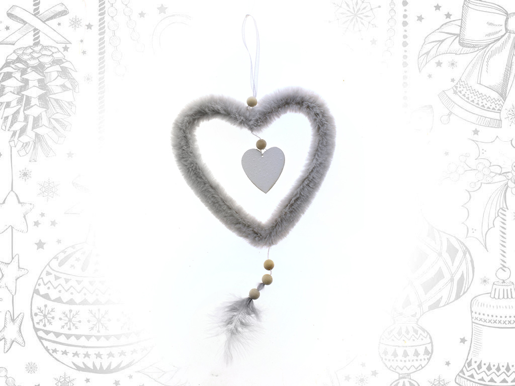 COLGANTE CORAZON PELUCHE GRIS cod. 9308572