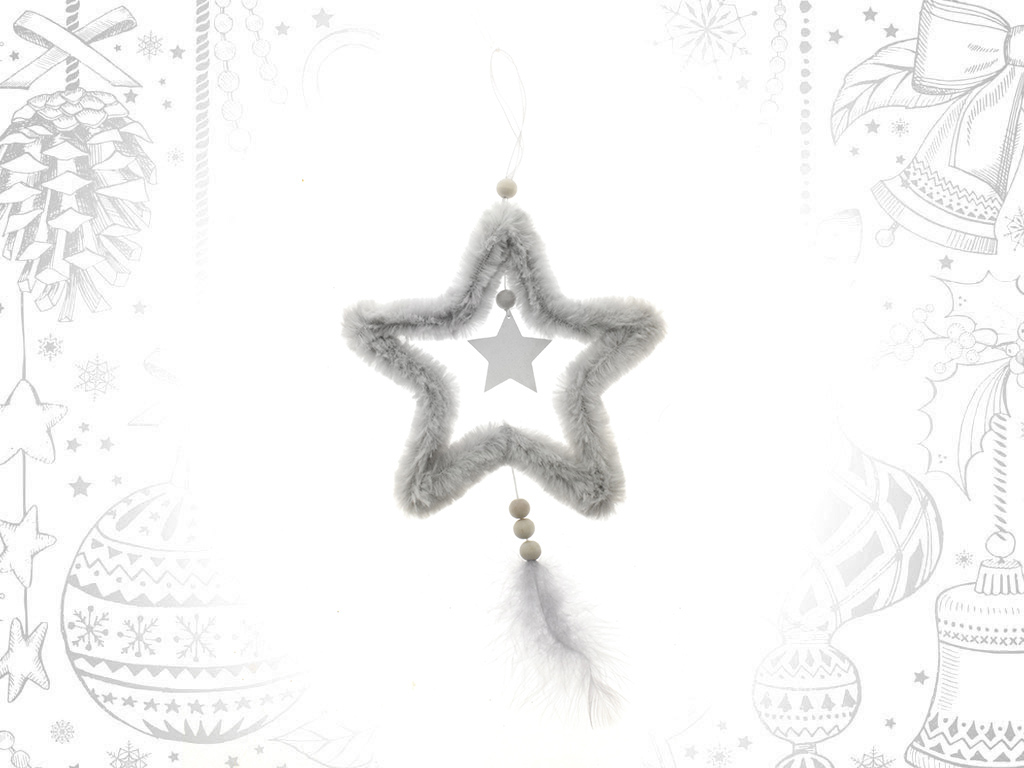 COLGANTE ESTRELLA PELUCHE GRIS cod. 9308573